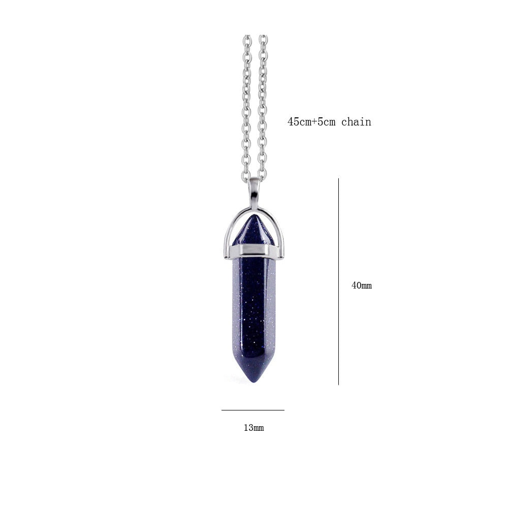 Point Pillar Bullet Hexagonal Column Necklace Stone