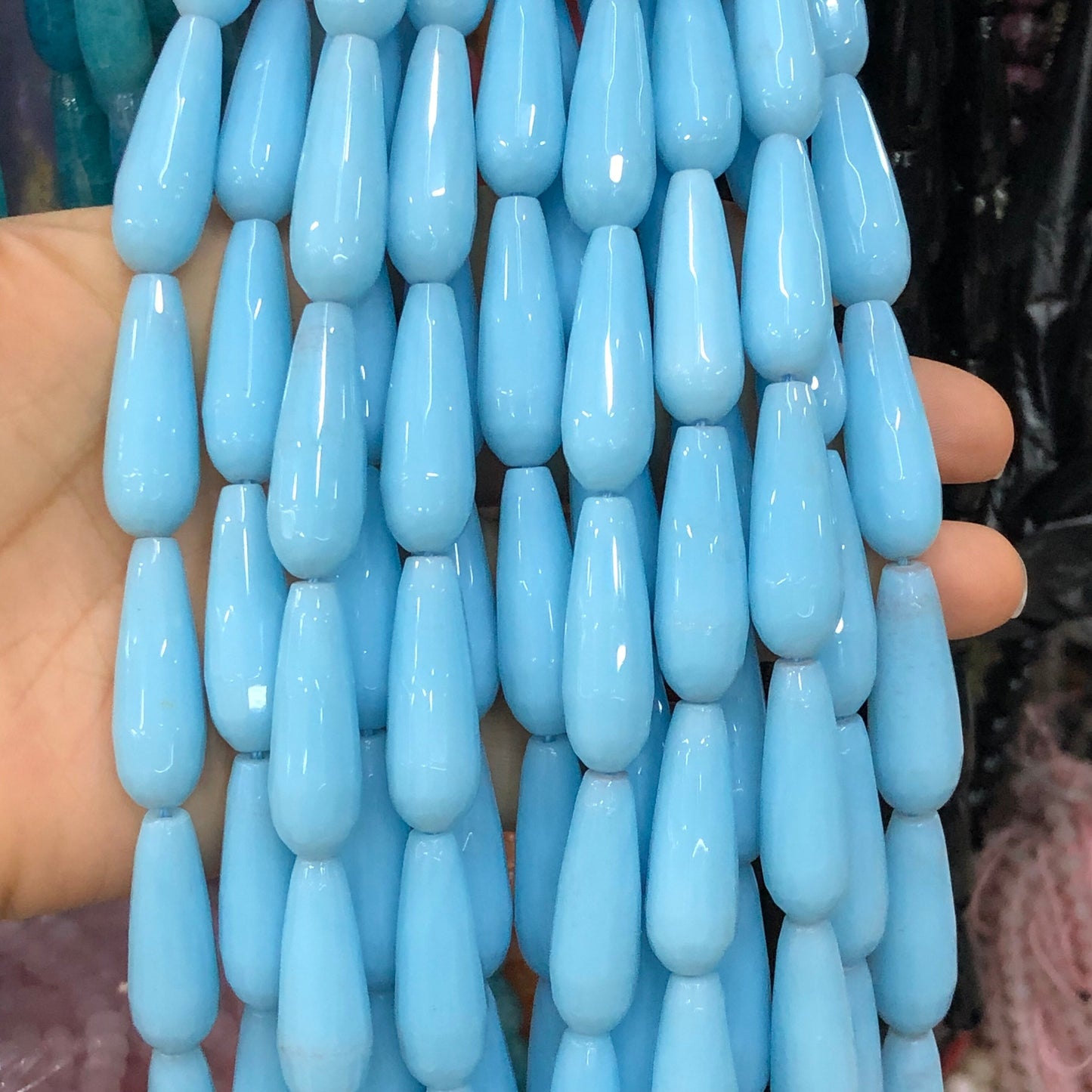 Natural Water Drop Faceted Purple Chalcedony Jades