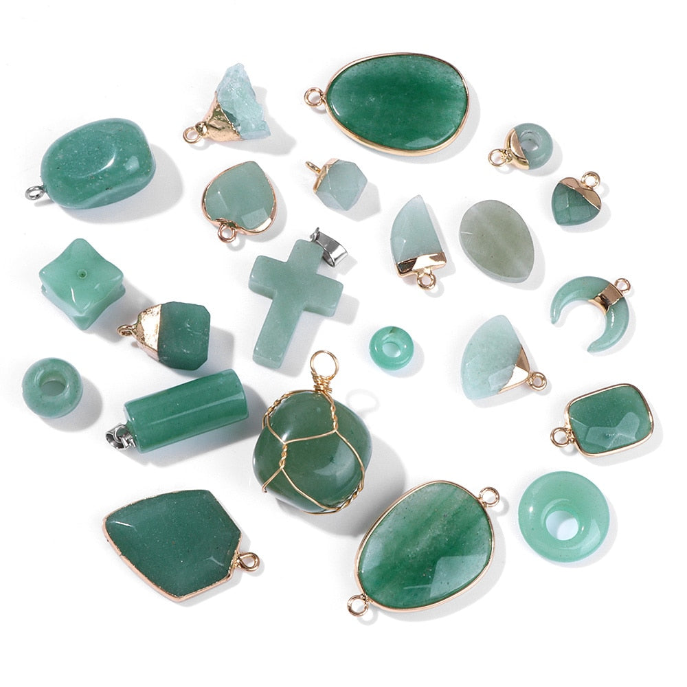 Natural Green Aventurine Jades Stone Pendant Beads