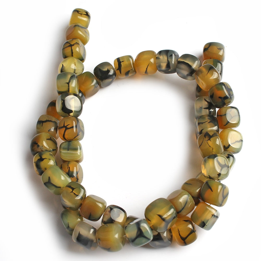 Natural Stone Agate Jade Cube Square Bead