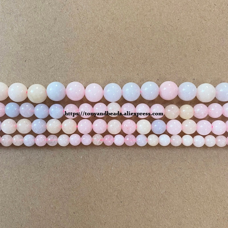 Smooth Mixed Morganite Color Jade Round Loose Beads