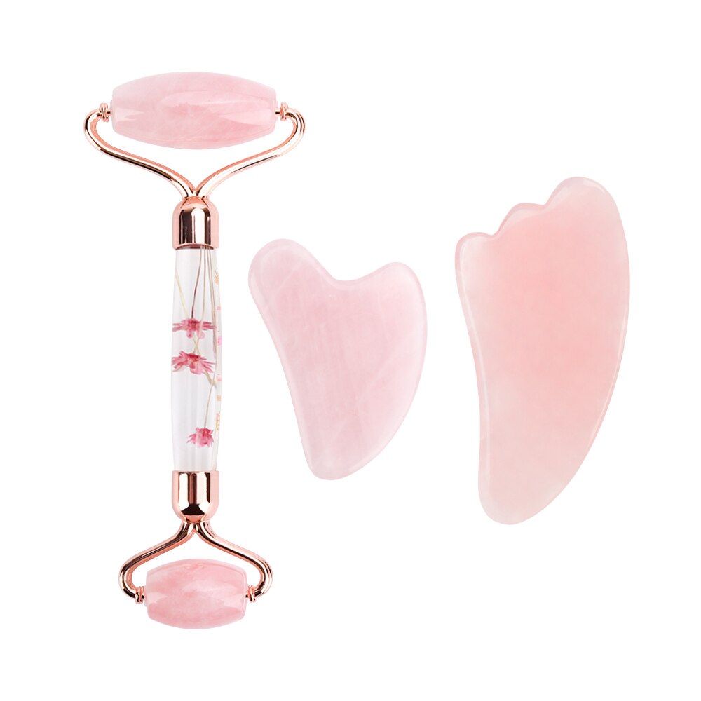 Rose Quartz Roller Natural Jade Facial Massage Roller