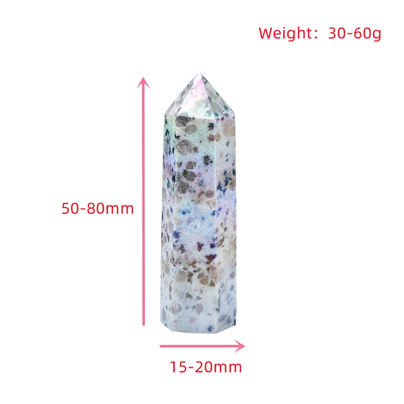 Aura Kiwi Jasper Quartz Crystal Point Wand Healing
