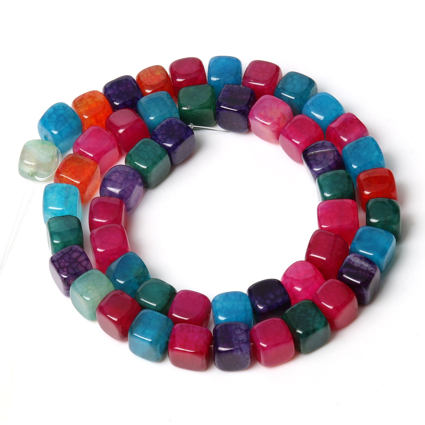 Natural Stone Agate Jade Cube Square Bead