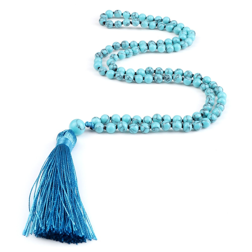108 Beads Prayer Necklace Natural Green Stripe Onyx