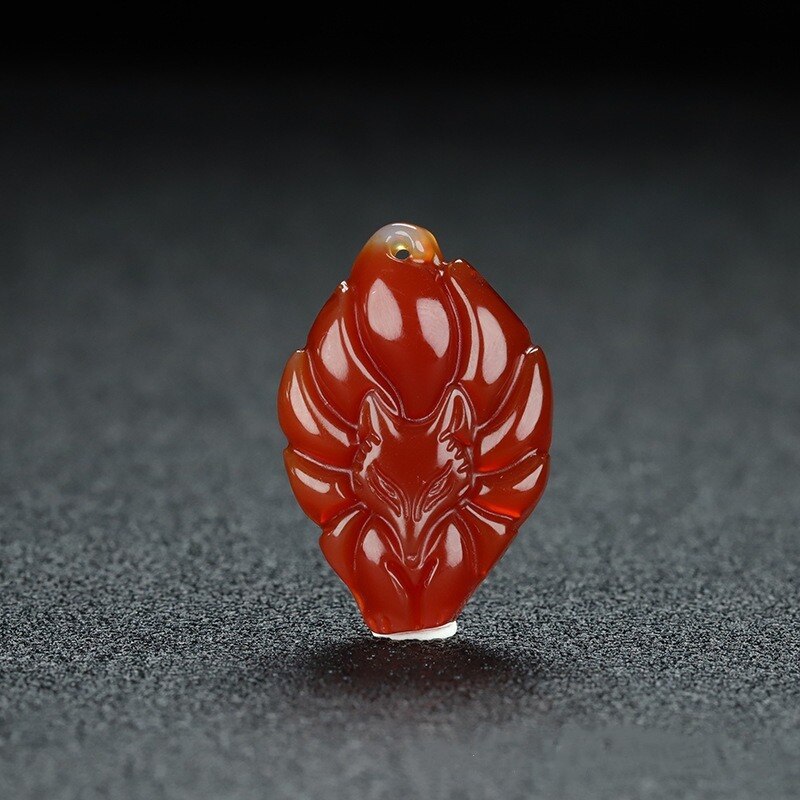 Natural Green Chalcedony Hand-carved Nine-tailed