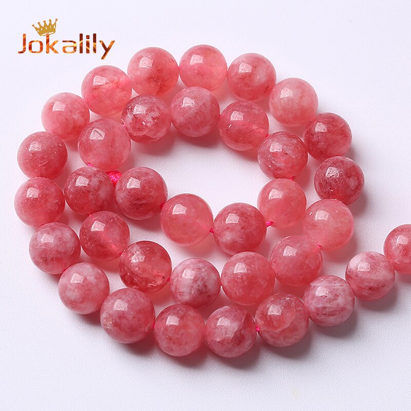 Strawberry Quartz Jades Beads Natural Stone Round