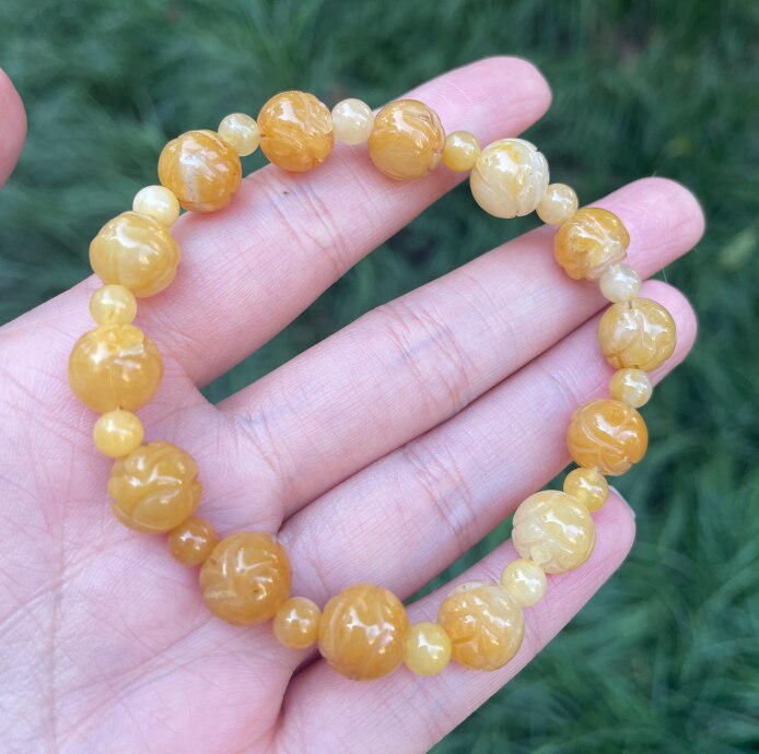 Jade Emerald 18mm Lotus Beads Bracelet