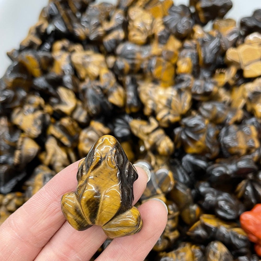 Frog Statue Natural Stones Ornament Hand Carved