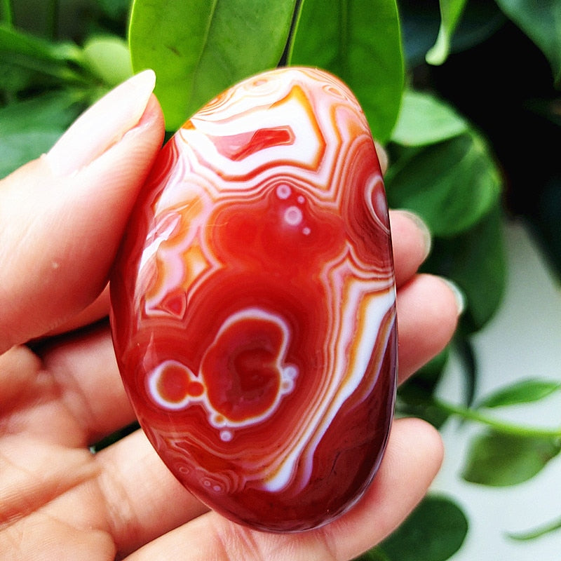 Natural Lace Stone Sardonyx Agate Palm Hand Play