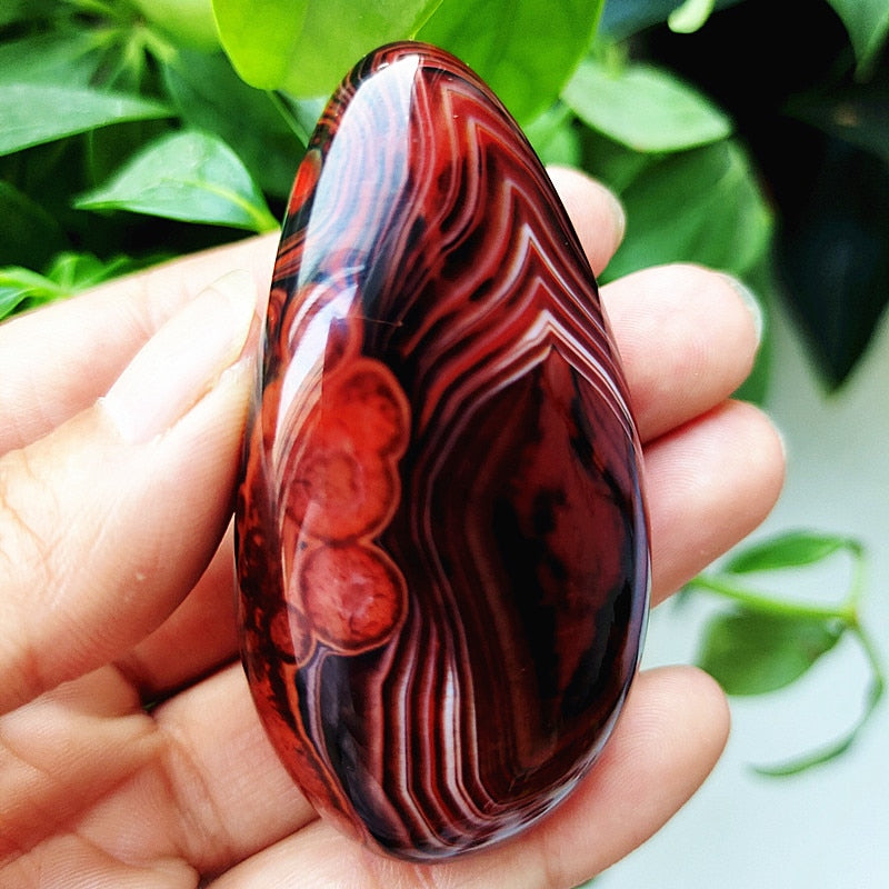 Natural Lace Stone Sardonyx Agate Palm Hand Play