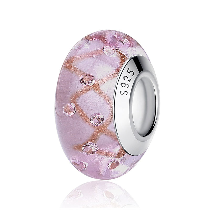 Sterling Silver Glass Bead Wood Stone Murano Flower