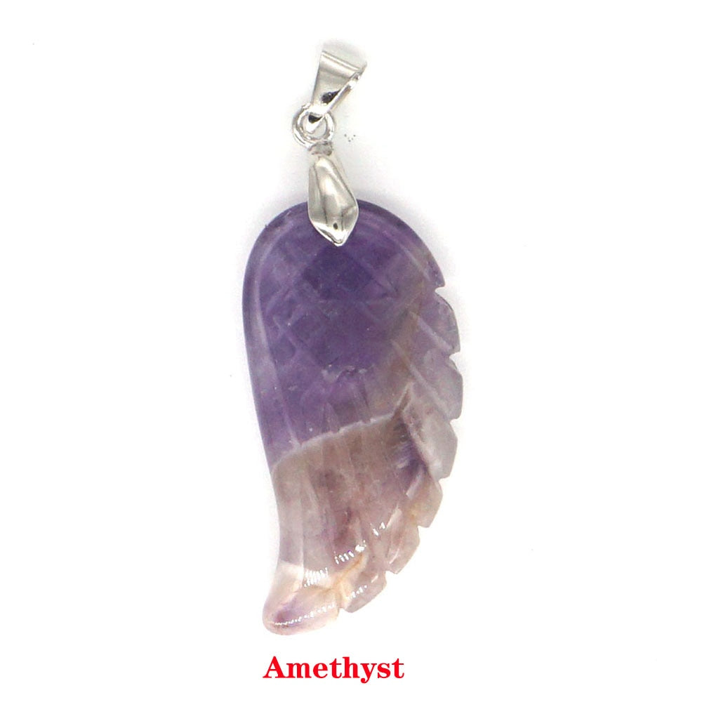 Angel Wing Pendants Natural Gemstone Crystal