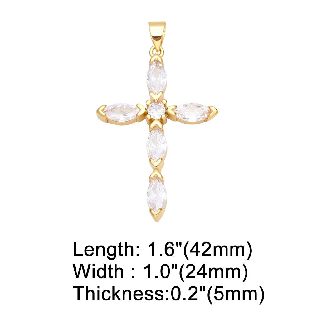 Big Rainbow Colorful Cross Pendants for Necklace