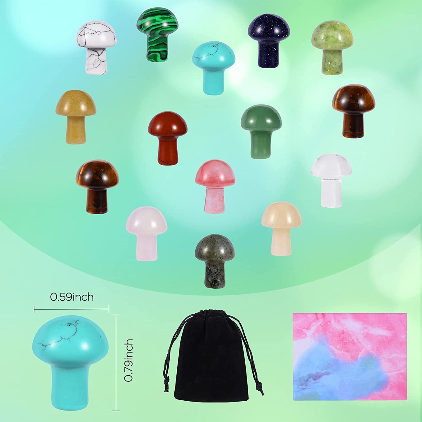 Mini Natural Crystal Mushroom Stone Statue Carving