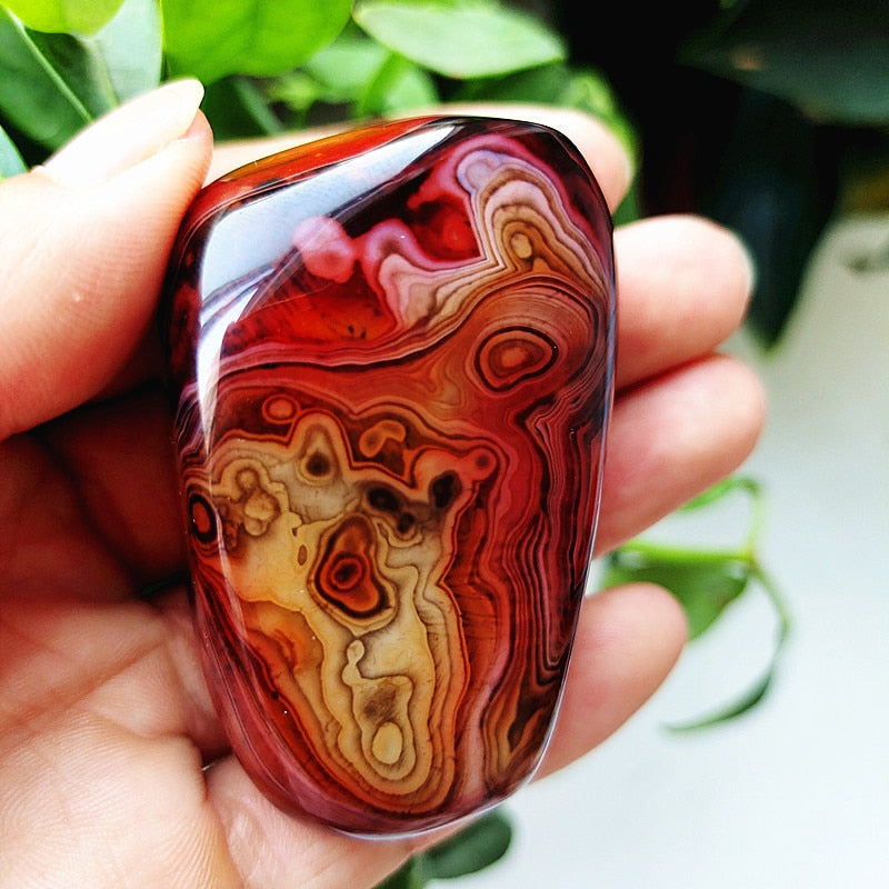 Natural Lace Stone Sardonyx Agate Palm Hand Play