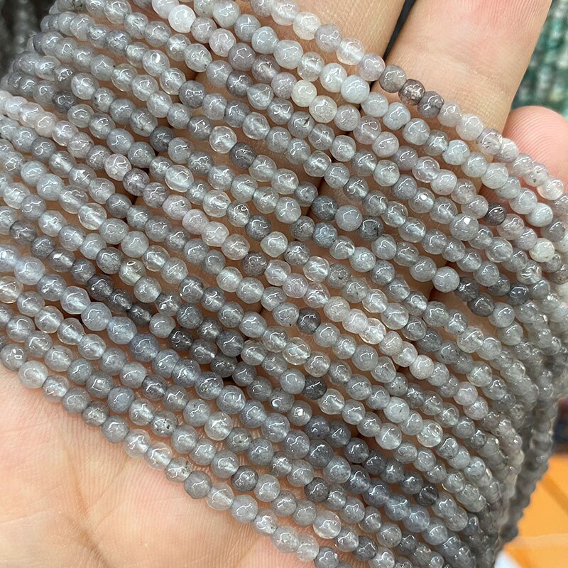Natural Stone Faceted Round Spacer Beads Fire Agates