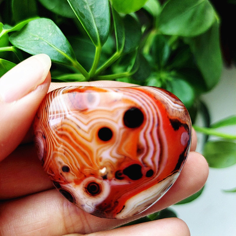 Natural Lace Stone Sardonyx Agate Palm Hand Play