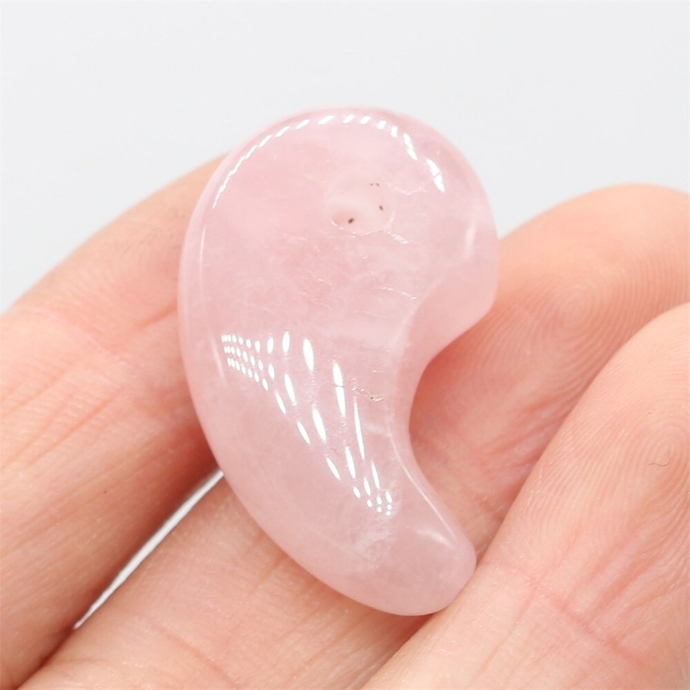Natural Stone Rose Quartz Jade Comma