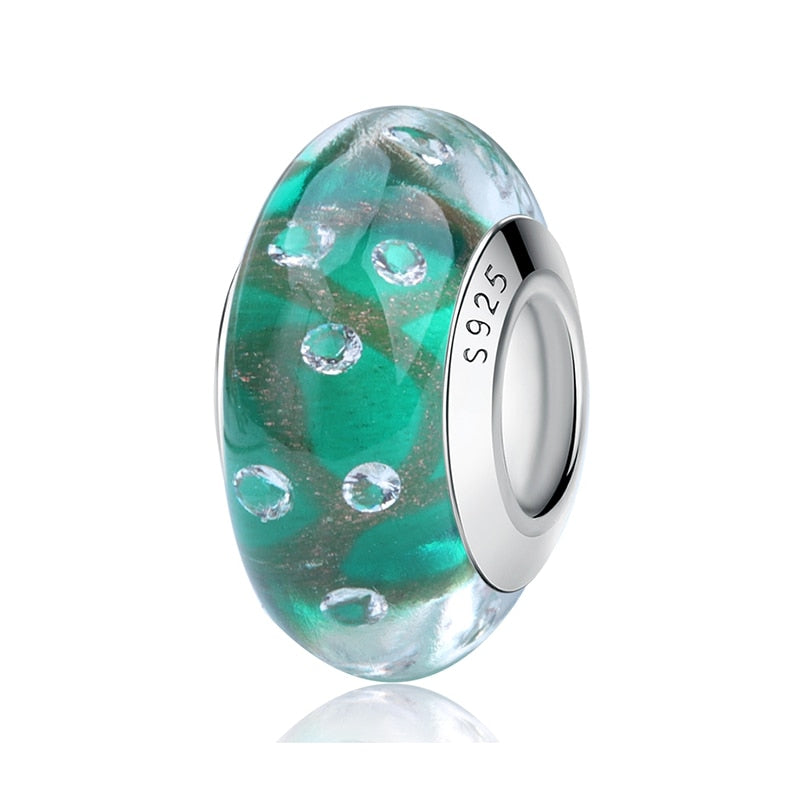 Sterling Silver Glass Bead Wood Stone Murano Flower