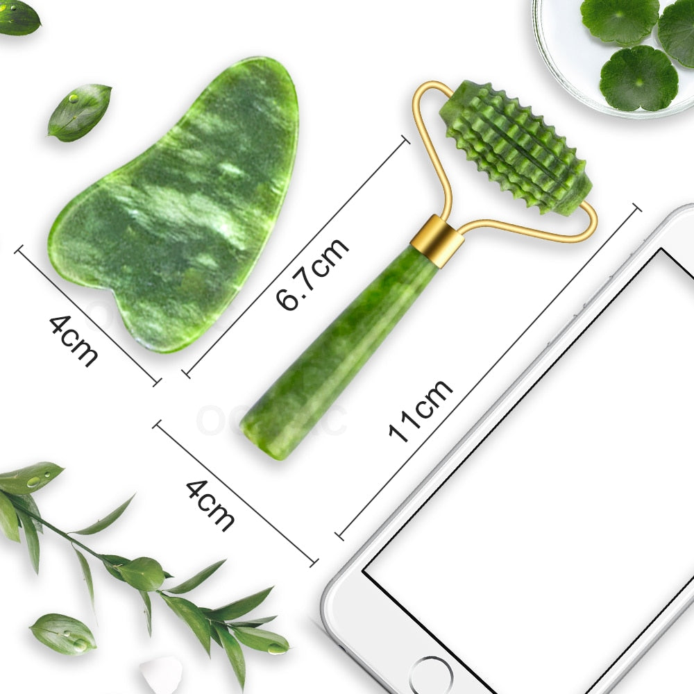 2pcs/kit Gua Sha Massager For Face Care Jade Rollers