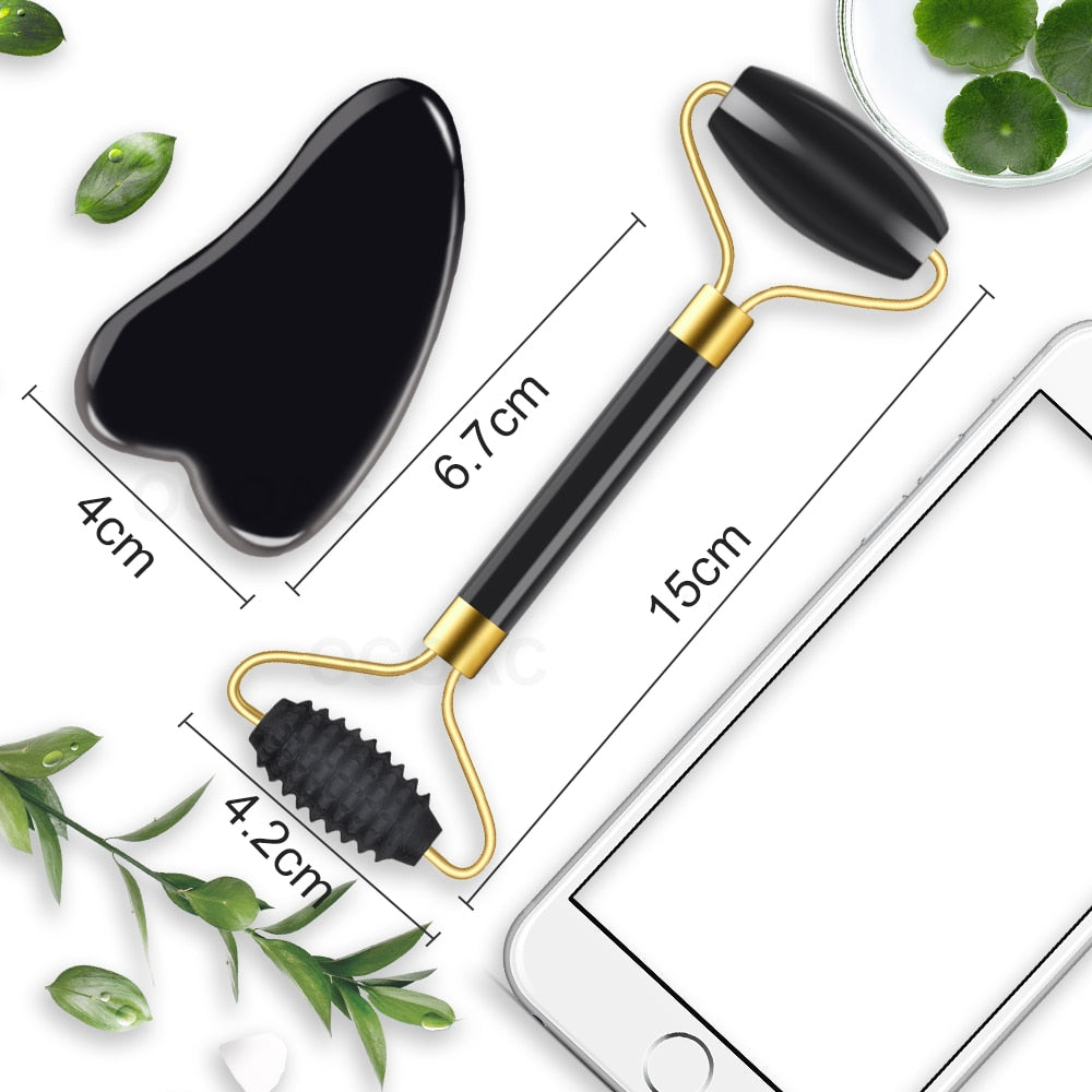 2pcs/kit Gua Sha Massager For Face Care Jade Rollers