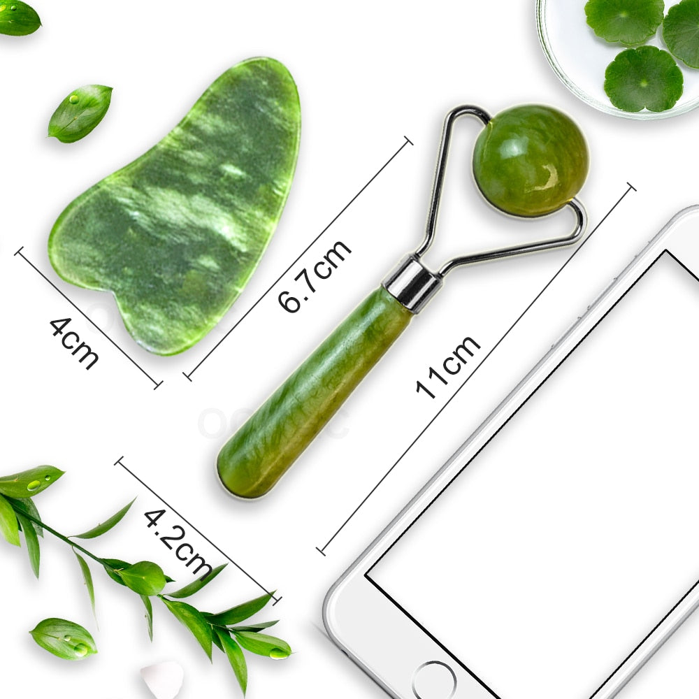2pcs/kit Gua Sha Massager For Face Care Jade Rollers