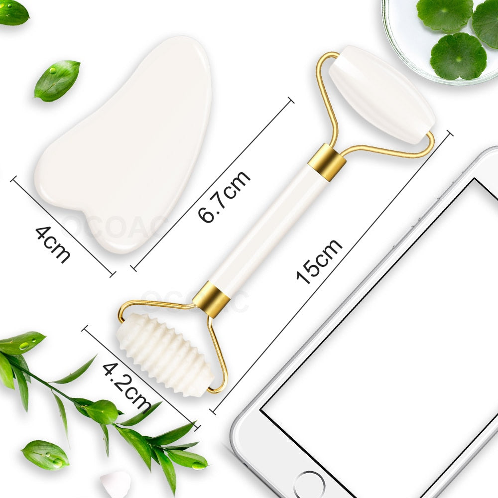 2pcs/kit Gua Sha Massager For Face Care Jade Rollers