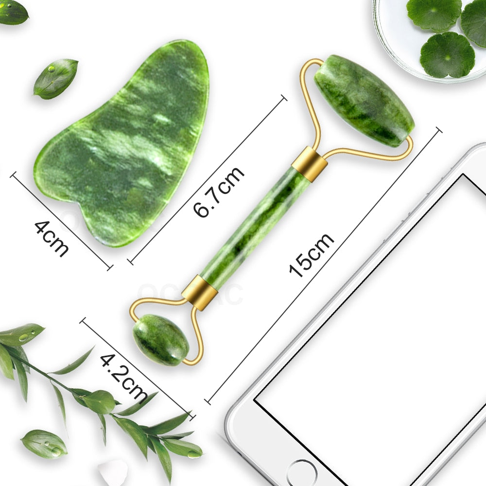 2pcs/kit Gua Sha Massager For Face Care Jade Rollers