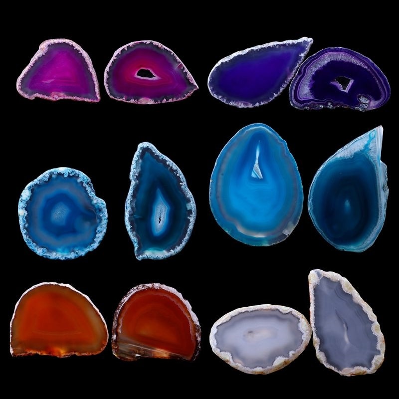 Natural Agate Geode Polished Crystal Slice Stone