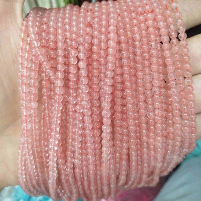 Natural Stone Round Beads Pink Quartz Amethysts