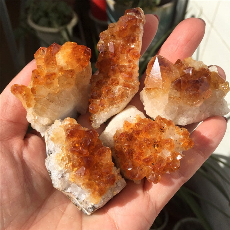 Citrine Quartz Crystal Cluser Rough Quartz Point Stone