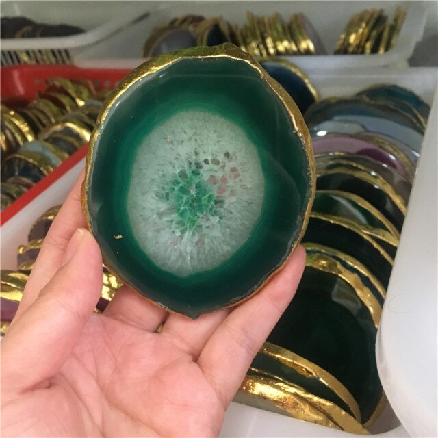 Agate Geode Piece Insulated Coasters Crystal Board Jade