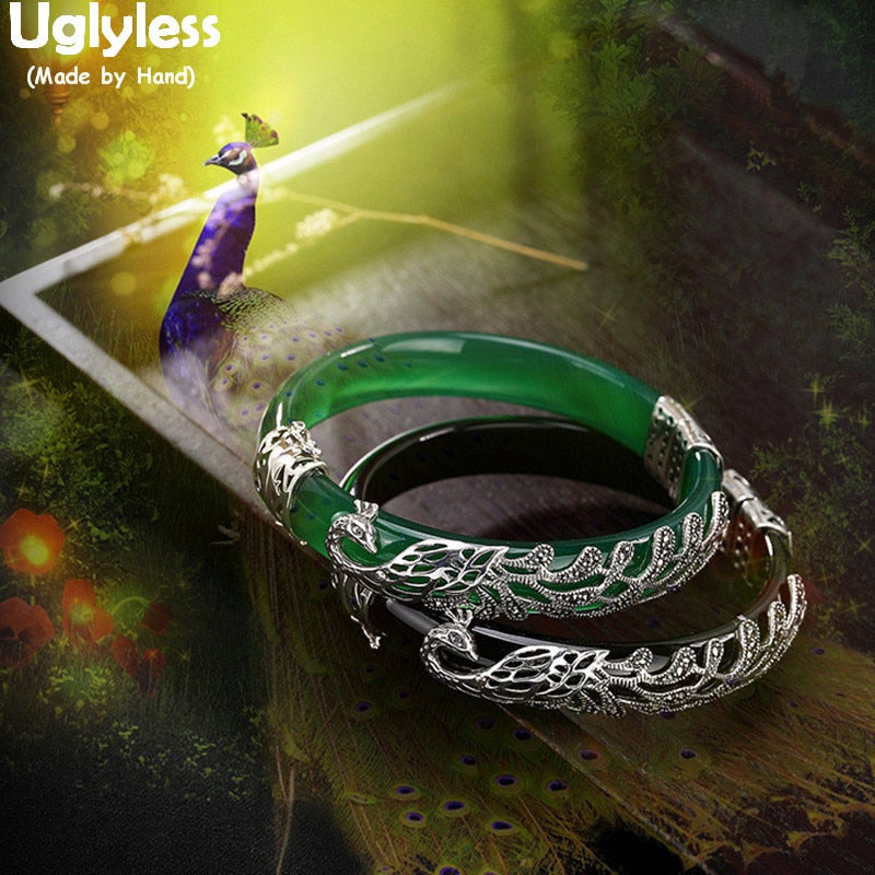 Peacock Bangles Black Agate Bracelets Phoenix