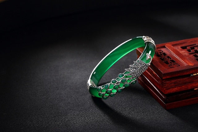 Peacock Bangles Black Agate Bracelets Phoenix