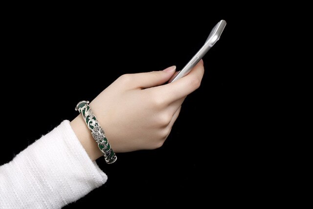 Flower Agate Bangles Thai Silver Fine Jewelry Jade