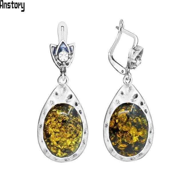 Vintage Oval Pink Quartz Jades Lapis Earrings