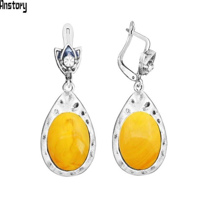 Vintage Oval Pink Quartz Jades Lapis Earrings