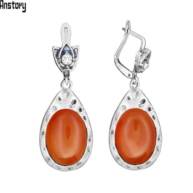 Vintage Oval Pink Quartz Jades Lapis Earrings