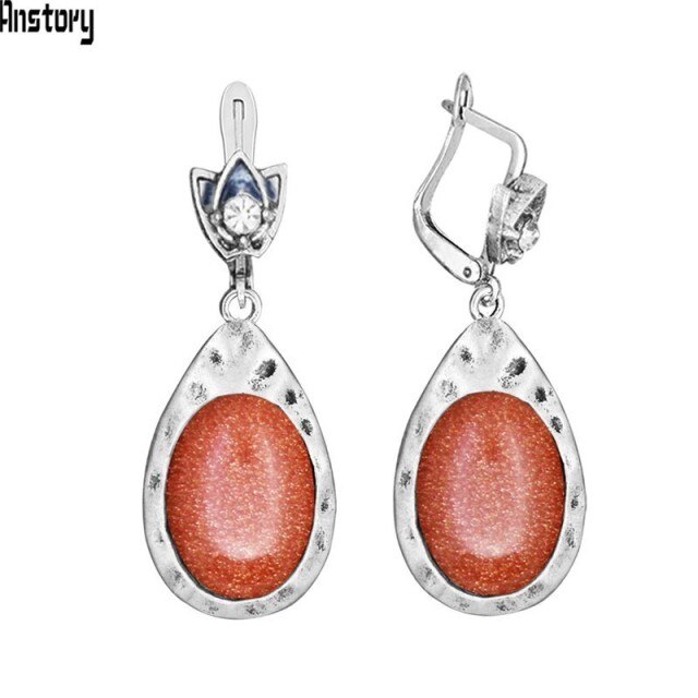 Vintage Oval Pink Quartz Jades Lapis Earrings