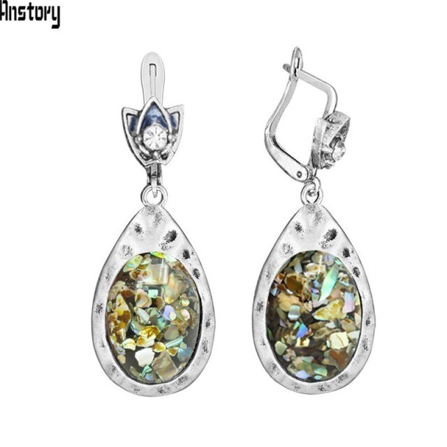 Vintage Oval Pink Quartz Jades Lapis Earrings