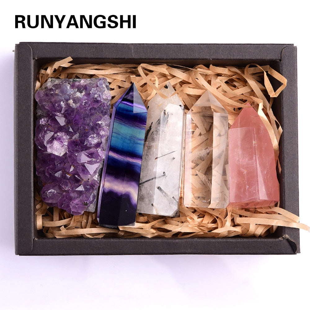 Natural Rose Quartz Crystal Healing Amethyst cluster Mineral Stone