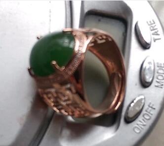 Silver inlaid natural jade Jasper men's ring