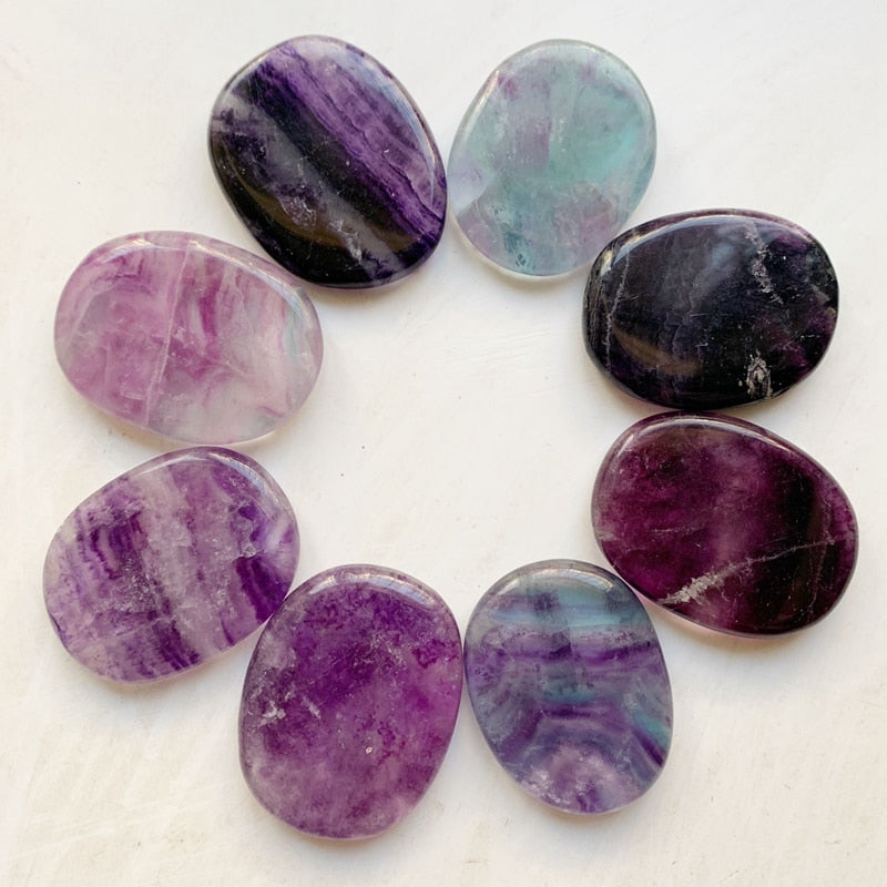 Rainbow Fluorite Crystal Palm Stone Healing