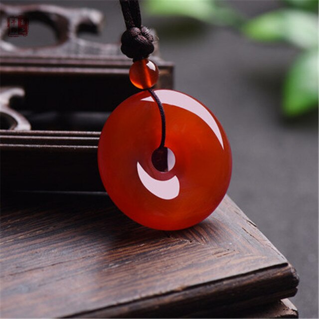 Natural Green Agate Jade Safety Buckle Pendnat