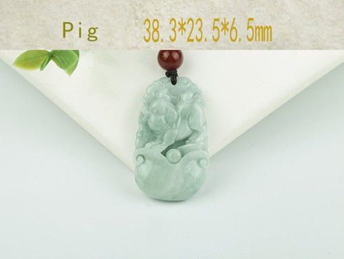 Burma Jadeite Pendant Hand Carved Lucky Amulet