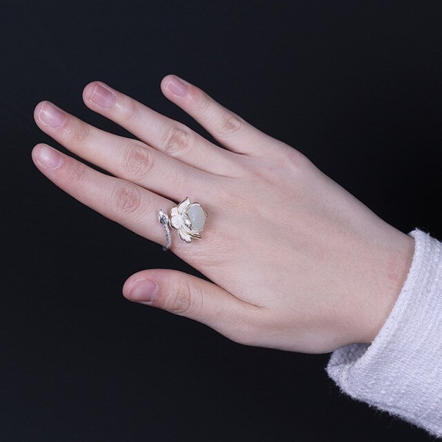 Elegant White Jade Lotus Jewelry Sets