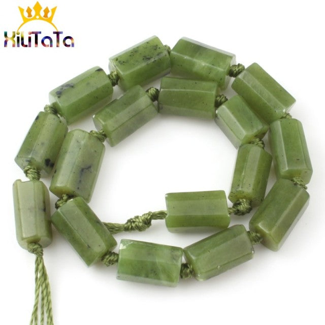 Aquamarina Jades Stone Cylinder Loose Beads