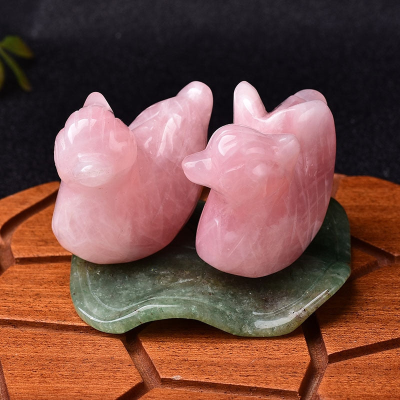 Rose Quartz Mandarin Duck Natural Crystal Stone