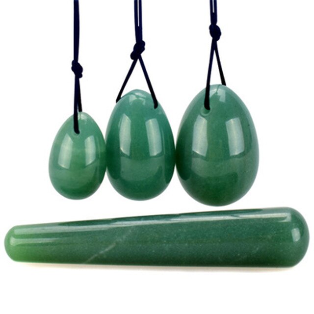 Natural Green Yoni Egg Set Jade Eggs Yoni Wand